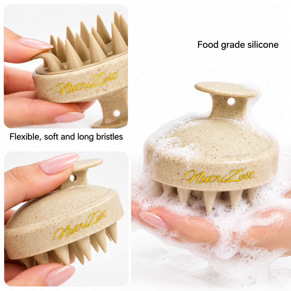 Silicone Scalp Massager Brush for Hair Care & Shampoo